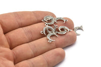 Gümüş Hilal Kolye, 12 Antik Gümüş Kaplamalı Pirinç Dokulu Boynuz Tılsımı, Kolye, Mücevher Parçası (12x3.50x3mm) N0304