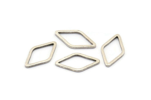 Açık Kesim Pırlanta, 25 Antik Gümüş Kaplama Açık Pırlanta Yüzük Tılsımı (9x17x1mm) D0029 H0102
