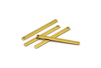 Tiny Bar Pendant, 24 Raw Brass Necklace Bars With 1 Hole (30x2.5x0.80mm) E390
