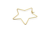 Star Wire Earring, 4 Raw Brass Star Shape Wire Earrings, Jewelry Supplies, Findings, Charms (35x0.70mm) E351