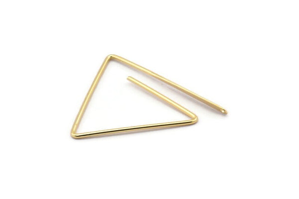 Gold Triangle Earring, 6 Gold Brass Wire Triangle Earring Charms With 1 Hole, Pendants, Findings (29x29x1mm) E542