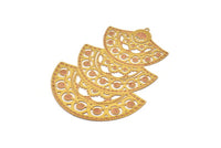 Brass Earring Charm ,4 Raw Brass Ethnic Motif Earring Charms With 1 Loop Pendants, Findings (70x52mm) E539