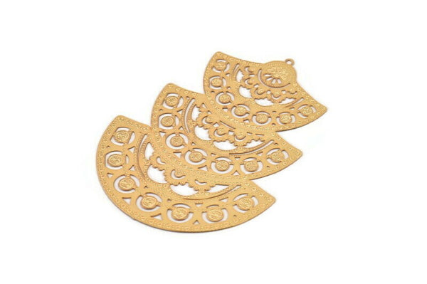 Altın Küpe Tılsımı, Altın Kaplama Pirinç Etnik Motifli Küpe Tılsımı, 1 Halka, Kolye Uçları, Bulgular (70x52mm) E539