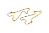 Brass Giraffe Earring, 2 Raw Brass Giraffe Wire Earrings (61x31x1.1mm) E360