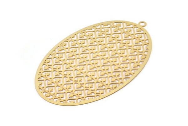 Gold Earring Charm, 2 Gold Plated Brass Textured Oval Earring Charms Pendants With 1 Loop , Findings (70x44mm) E515