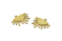 Sun Ethnic Pendant , 6 Raw Brass Sun Ethnic Pendants With 1 Loop, Findings, Charms (20x17x1.50mm) E459