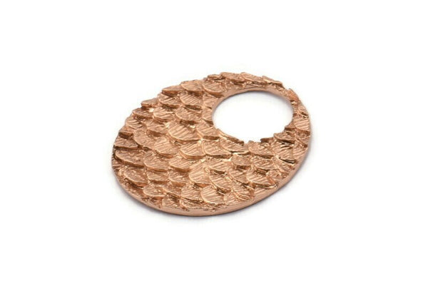 Gül Altın Oval Kolye, 1 Gül Altın Kaplama Pirinç Balık Pulu Dokulu Kolye, Tılsımlar, Küpeler, Bulgular (32x27,5 mm) E401