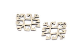 Silver Charm, 4 Antique Silver Plated Brass - Carpet Pattern - Charm Pendant -  Silver Rug Pattern Charms With 1 Loop (30x29x1.2mm) N1493