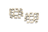 Silver Charm, 4 Antique Silver Plated Brass - Carpet Pattern - Charm Pendant -  Silver Rug Pattern Charms With 1 Loop (30x29x1.2mm) N1493