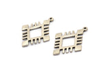 Silver Charm, 4 Antique Silver Plated Brass -Carpet Pattern - Charm Pendant -Silver Rug Pattern Charms With 1 Loop (29x20x1.2mm) N1494 H1382