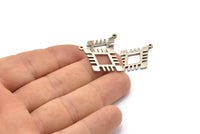 Silver Charm, 4 Antique Silver Plated Brass -Carpet Pattern - Charm Pendant -Silver Rug Pattern Charms With 1 Loop (29x20x1.2mm) N1494 H1382
