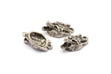 Silver Wolf Charm, 4 Antique Silver Plated Brass Wolf Charms With 1 Loop (20x11mm) N1546