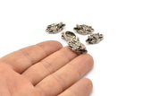 Silver Wolf Charm, 4 Antique Silver Plated Brass Wolf Charms With 1 Loop (20x11mm) N1546