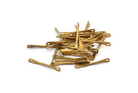 Raw Brass Connector, 12 Raw Brass Connectors With 2 Holes (21x0.5mm) E557