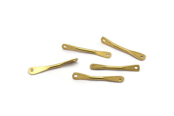 Pirinç Çekiçle İşlenmiş Konnektör, 2 Delikli 12 Ham Pirinç Çekiçle İşlenmiş Konnektör (22x3,50 mm) E379