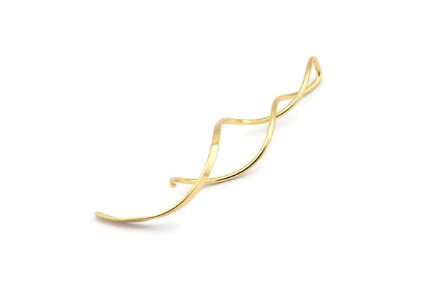 Gold Coiled Pendant, 2 Gold Plated Brass Coiled Wire Pendants, Jewelry Supplies, Findings, Charms (69.5x1.2x2.8mm) E363