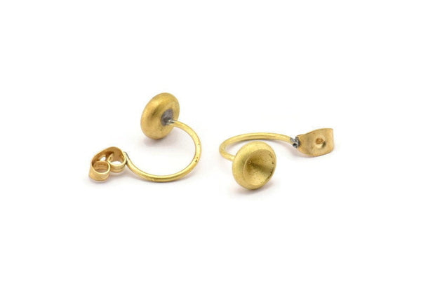 Brass Back Stoppers, 4 Raw Brass Earring Studs Back Stoppers With 1 Pad (19.5x8x1mm) E365