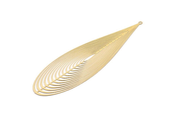 Gold Earring Charm, 2 Gold Plated Brass Leaf Motif Earring Charms With 1 Loop Pendants, Findings (98x30mm) E457