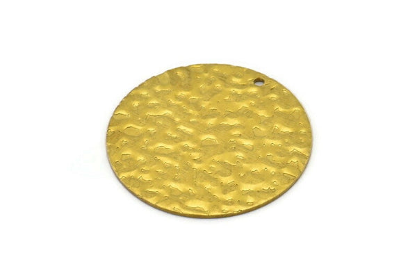 Brass Round Tag, 6 Raw Brass Textured Round Tags With 1 Hole, Stamping Tags (32x0.85mm) E636