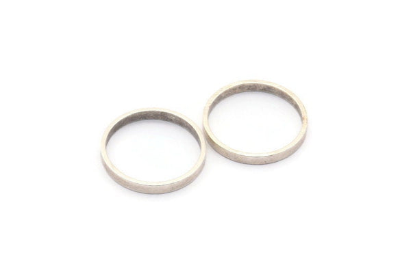 Antik Gümüş Daire Konnektörler, 12 Antik Gümüş Kaplama Daire Konnektör (16x0,8x2 mm) D0308 H0257