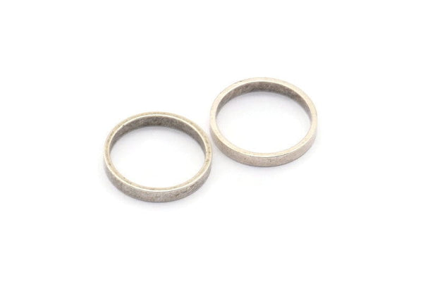 Antik Gümüş Daire Konnektörler, 25 Antik Gümüş Kaplama Daire Konnektör (14x0,8x2 mm) D0307 H0256