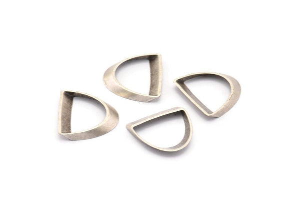 Antik Gümüş Yarım Daire, 24 Antik Gümüş Kaplamalı Yarım Daire Kalın Kesim Konnektör (8x16x0,4x2x15mm) D0113 H0270