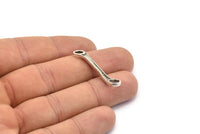 El Aleti, 2 Antik Gümüş Kaplama El Aleti Kolye Ucu (35x7,7 mm) N0251
