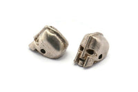 Silver Robot Beads, 2 Antique Silver Plated Robot Bracelet Parts (10x8mm) N0407