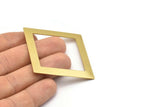 Brass Square Charm, 4 Raw Brass Square Charms, Earrings, Findings (50x7x0.80mm) E639