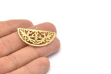 Brass Ethnic Pendant, 4 Raw Brass Semi Circle Pendants with 1 Loop (37x23x1mm) E661