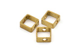 Brass Square Charm, 12 Raw Brass Square Ring Charms With 2 Holes (12x5x1mm) E647