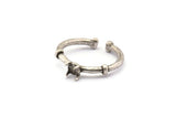 Silver Ring Settings, 4 Antique Silver Plated Brass Adjustable 4 Claw Ring - Ring Stone Setting - Pad Size 5mm N1559