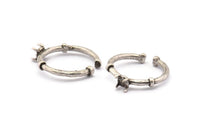Silver Ring Settings, 4 Antique Silver Plated Brass Adjustable 4 Claw Ring - Ring Stone Setting - Pad Size 5mm N1559