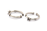 Silver Ring Settings, 4 Antique Silver Plated Brass Adjustable 4 Claw Ring - Ring Stone Setting - Pad Size 5mm N1559