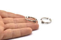 Silver Ring Settings, 4 Antique Silver Plated Brass Adjustable 4 Claw Ring - Ring Stone Setting - Pad Size 5mm N1559