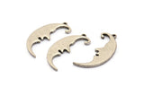 Silver Moon Charm, 2 Antique Silver Plated Brass, Crescent Moon, Charm Earrings With 1 Loop, Pendants (30x10x1.5mm) N1532