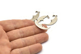 Silver Moon Charm, 2 Antique Silver Plated Brass, Crescent Moon, Charm Earrings With 1 Loop, Pendants (30x10x1.5mm) N1532