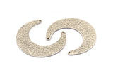 Antique Silver Hammered Moon Crescent Charm, 1 Antique Silver Plated Hammered Moons with 2 Holes Pendant (45x14x4mm) N0436 H0195