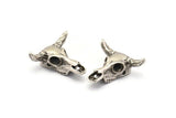 Huge Ox Pendant, 1 Antique Silver Plated Large Ox Head Skull Charms, Pendants (28x26mm) N0403