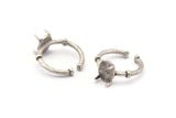 Silver Ring Settings, 2 Antique Silver Plated Brass Adjustable 4 Claw Ring - Ring Stone Setting - Pad Size 8x10mm N1563