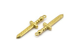 Brass Knife Charm, 4 Raw Brass Knife Charms With 1 Loop, Pendants, Findings (36x9x4mm) N1640
