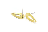 Brass Drop Earring, 12 Raw Brass Drop Stud Earrings With 1 Hole (15x8x0.80mm) M01383 A2414