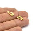 Brass Drop Earring, 12 Raw Brass Drop Stud Earrings With 1 Hole (15x8x0.80mm) M01383 A2414