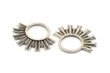 Silver Sun Pendant, 2 Antique Silver Plated Brass Textured Sunny Pendants, Earrings, Findings (28x33mm) BS 2428 H0388