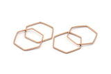Rose Gold Hexagon Connector, 25 Rose Gold Plated Brass Hexagon Connector Rings (20x0.6x0.9mm) BS 1204 Q0001