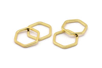 Gold Hexagon Connector, 4 Gold Plated Brass Hexagon Connector Rings (22x2x2mm) D0135 Q0002