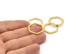 Gold Hexagon Connector, 4 Gold Plated Brass Hexagon Connector Rings (22x2x2mm) D0135 Q0002