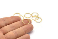 Gold Hexagon Ring , 12 Gold Plated Hexagon Shaped Ring Charms (14x0.80mm) Bs 1172 Q0003