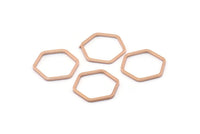 Rose Gold Plated Hexagon Ring Charm, 12 Rose Gold Plated Brass Hexagon Shaped Ring Charms (14x0.80mm) Bs 1172 q0003