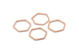 Rose Gold Plated Hexagon Ring Charm, 12 Rose Gold Plated Brass Hexagon Shaped Ring Charms (14x0.80mm) Bs 1172 q0003